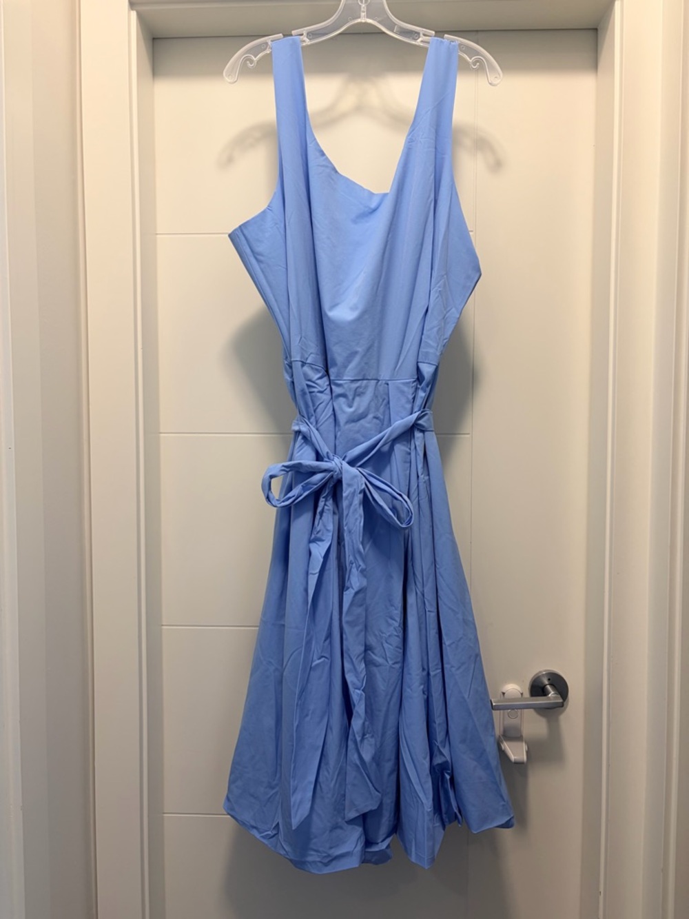 3X Isaac Mizrahi Sky Blue Sleeveless Tie-Waist Midi Dress